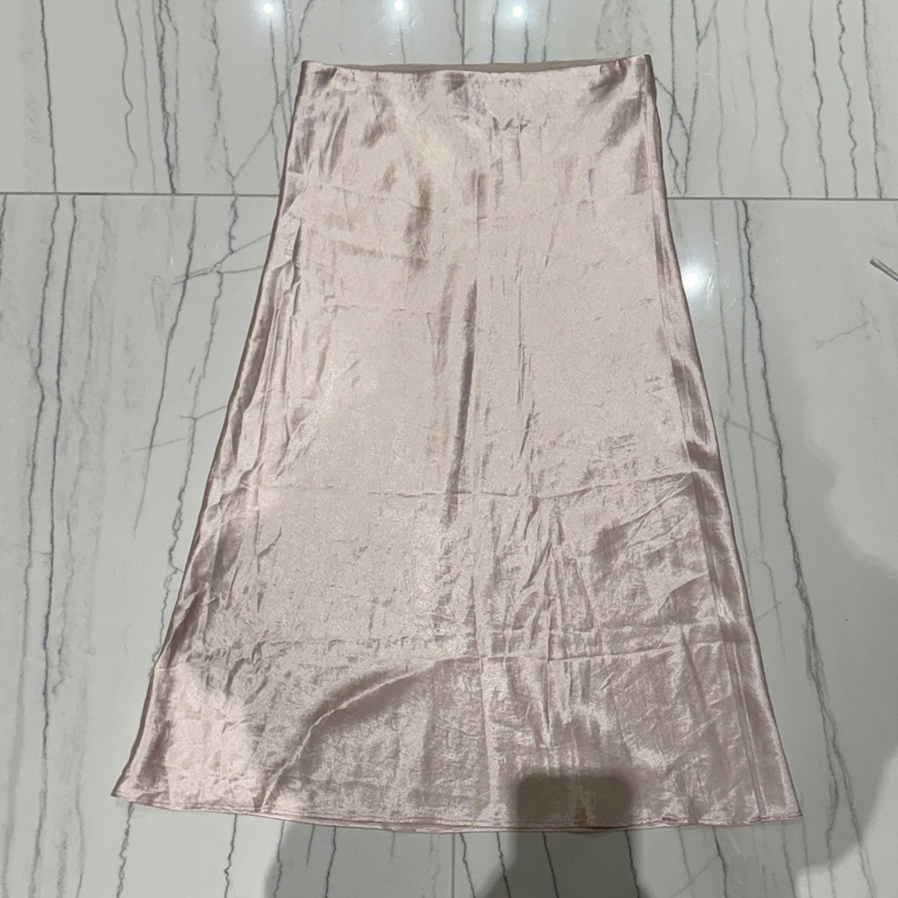 Ariztia - BABATON Slip Satin midi Skirt - Elastic waistband (Moon pink) - US 4